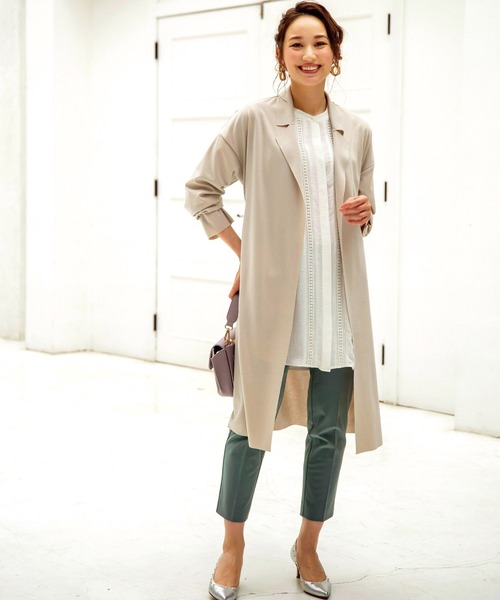 BELLUNA PLUS（ベルーナ）の「ベルト付ロング丈トッパーコート（その他アウター・レディース・ネイビー/グレー/グリーン・MEDIUM/X-LARGE/LARGE）」の7枚目の写真