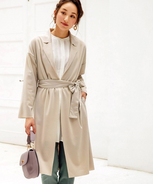BELLUNA PLUS（ベルーナ）の「ベルト付ロング丈トッパーコート（その他アウター・レディース・ネイビー/グレー/グリーン・MEDIUM/X-LARGE/LARGE）」の11枚目の写真
