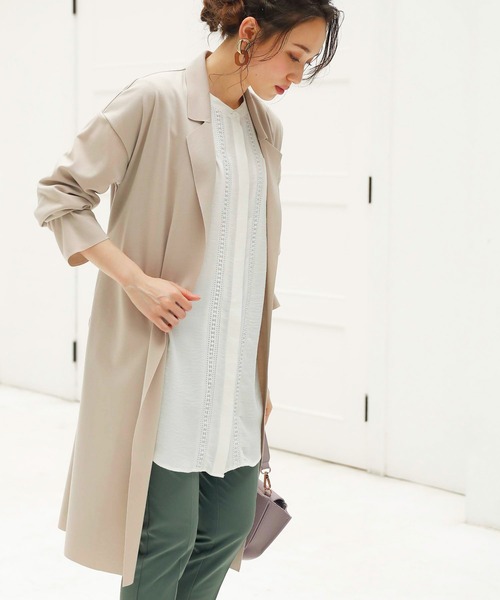 BELLUNA PLUS（ベルーナ）の「ベルト付ロング丈トッパーコート（その他アウター・レディース・ネイビー/グレー/グリーン・MEDIUM/X-LARGE/LARGE）」の12枚目の写真