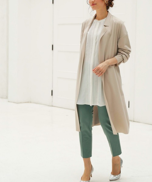 BELLUNA PLUS（ベルーナ）の「ベルト付ロング丈トッパーコート（その他アウター・レディース・ネイビー/グレー/グリーン・MEDIUM/X-LARGE/LARGE）」の8枚目の写真