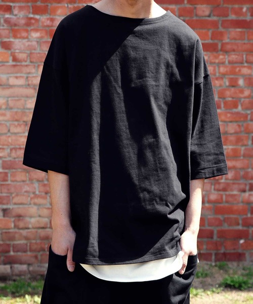 antiqua(アンティカ)の「着回し力無限大。オーガニックコットンT(Tシャツ/カットソー・メンズ・ブラック/オフホワイト/ブラウン・FREE)」の1枚目の写真
