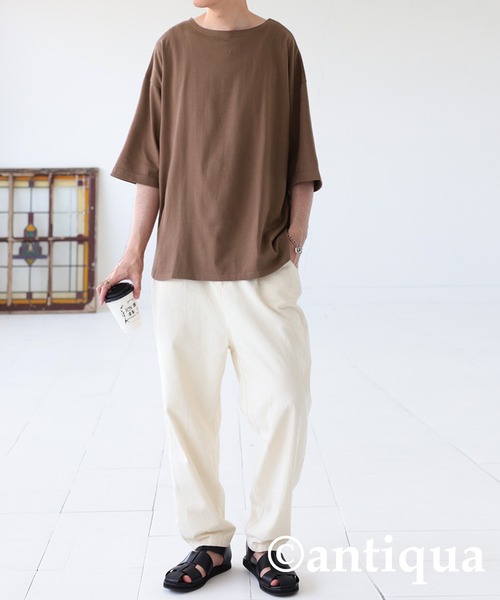 antiqua(アンティカ)の「着回し力無限大。オーガニックコットンT(Tシャツ/カットソー・メンズ・ブラック/オフホワイト/ブラウン・FREE)」の9枚目の写真