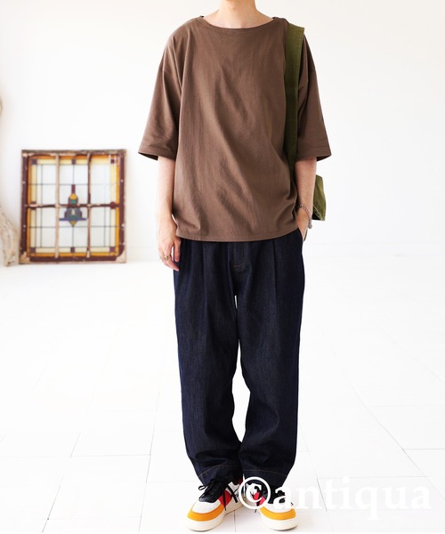 antiqua(アンティカ)の「着回し力無限大。オーガニックコットンT(Tシャツ/カットソー・メンズ・ブラック/オフホワイト/ブラウン・FREE)」の5枚目の写真