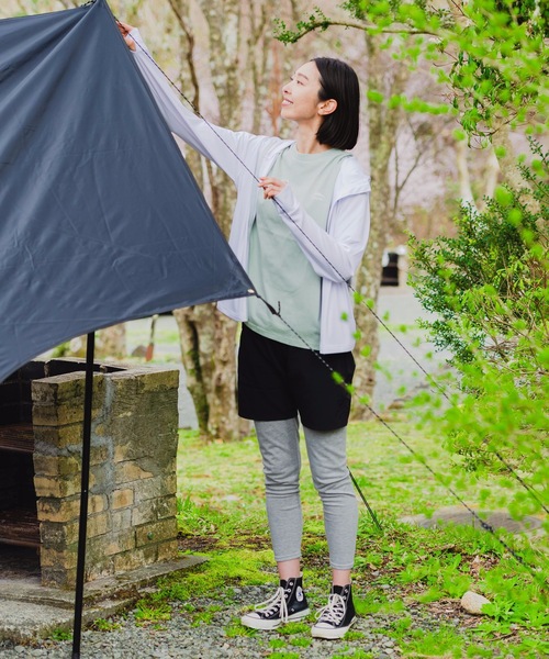 OUTDOOR PRODUCTS（アウトドアプロダクツ）の「【OUTDOOR PRODUCTS】同色ワンポイントブランドロゴ入りＴシャツ　防蚊加工（Tシャツ/カットソー・レディース・ブルー/ブラック/カーキ/ホワイト/パープル・FREE）」の6枚目の写真