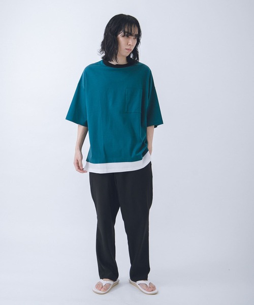 URBAN RESEARCH(アーバンリサーチ)の「URBAN RESEARCH iD レイヤードシルケットポンチTシャツ(Tシャツ/カットソー・メンズ・ベージュ/グリーン系その他/ブラック・LARGE/MEDIUM)」の13枚目の写真