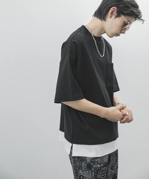 URBAN RESEARCH(アーバンリサーチ)の「URBAN RESEARCH iD レイヤードシルケットポンチTシャツ(Tシャツ/カットソー・メンズ・ベージュ/グリーン系その他/ブラック・LARGE/MEDIUM)」の14枚目の写真