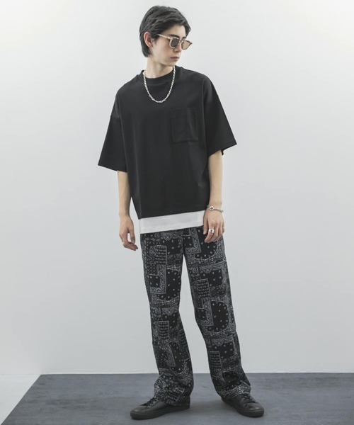 URBAN RESEARCH(アーバンリサーチ)の「URBAN RESEARCH iD レイヤードシルケットポンチTシャツ(Tシャツ/カットソー・メンズ・ベージュ/グリーン系その他/ブラック・LARGE/MEDIUM)」の16枚目の写真