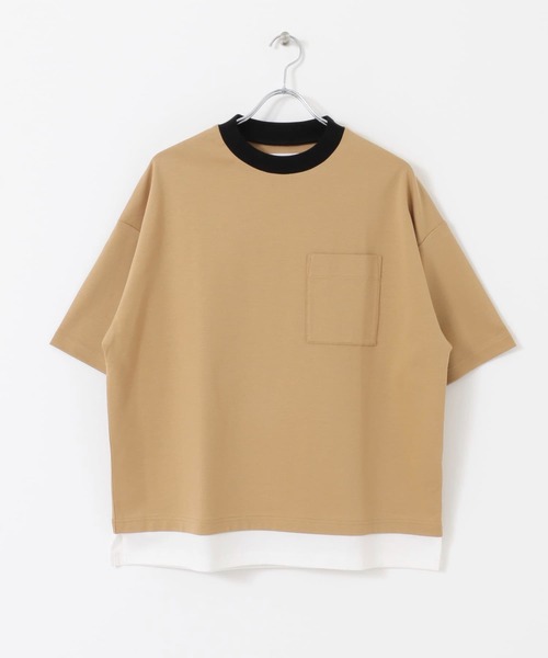 URBAN RESEARCH(アーバンリサーチ)の「URBAN RESEARCH iD レイヤードシルケットポンチTシャツ(Tシャツ/カットソー・メンズ・ベージュ/グリーン系その他/ブラック・LARGE/MEDIUM)」の5枚目の写真