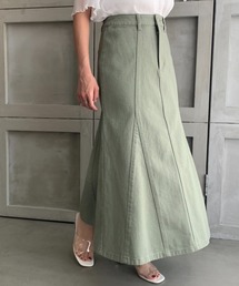 moment+ | 【2021S/S New Arrival】カラーヘビーツイル＆デニムマーメイドスカート(デニムスカート)