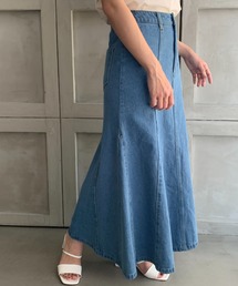 moment+ | カラーヘビーツイル＆デニムマーメイドスカート(デニムスカート)