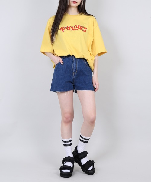PUNYUS（プニュズ）の「PUNYUSロゴＴシャツ（Tシャツ/カットソー・レディース・ブラック/イエロー/ライム/サックスブルー/ホワイト・2/3/4/1）」の5枚目の写真