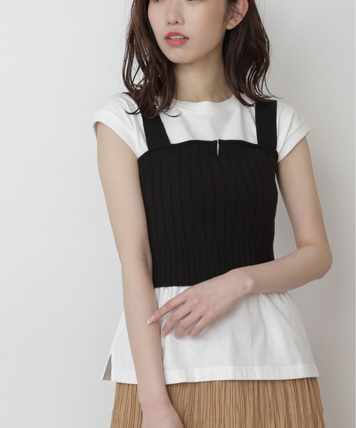 FREE'S MART（フリーズマート）の「◆ワイドリブニットビスチェ（ニット/セーター・レディース・ブラック/パープル/グレー・FREE）」の2枚目の写真