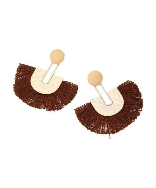 AMERICAN HOLIC(アメリカンホリック)の「ラウンドウッド&フリンジピアス *(ピアス(両耳用)・レディース・ブラウン/カーキ/アイボリー・FREE)」の13枚目の写真