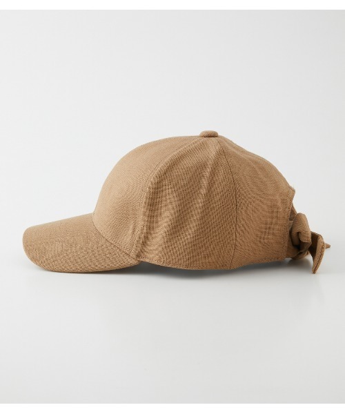AZUL by moussy（アズールバイマウジー）の「LIKE LINEN BACK RIBBON CAP/ライクリネンバックリボンキャップ（キャップ・レディース・アイボリー/ベージュ/ブラック・FREE）」の5枚目の写真