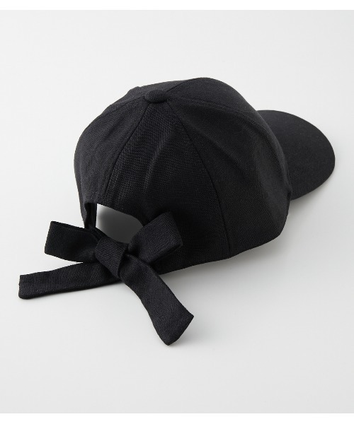 AZUL by moussy（アズールバイマウジー）の「LIKE LINEN BACK RIBBON CAP/ライクリネンバックリボンキャップ（キャップ・レディース・アイボリー/ベージュ/ブラック・FREE）」の11枚目の写真