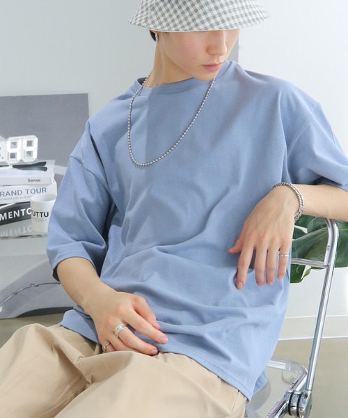 TUTTU（トゥトゥ）の「ビッグシルエット 無地Tシャツ（Tシャツ/カットソー・メンズ・スカイブルー/ブラック/ホワイト/ベージュ/チャコール/グレイッシュベージュ・M/L）」の6枚目の写真