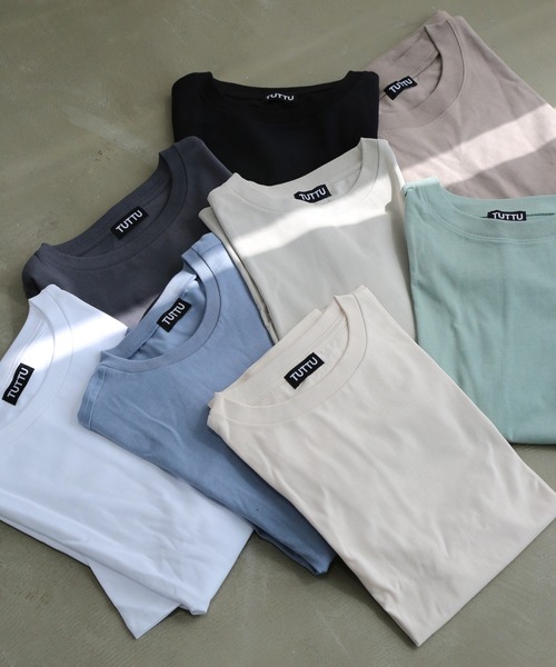 TUTTU（トゥトゥ）の「ビッグシルエット 無地Tシャツ（Tシャツ/カットソー・メンズ・スカイブルー/ブラック/ホワイト/ベージュ/チャコール/グレイッシュベージュ・M/L）」の7枚目の写真
