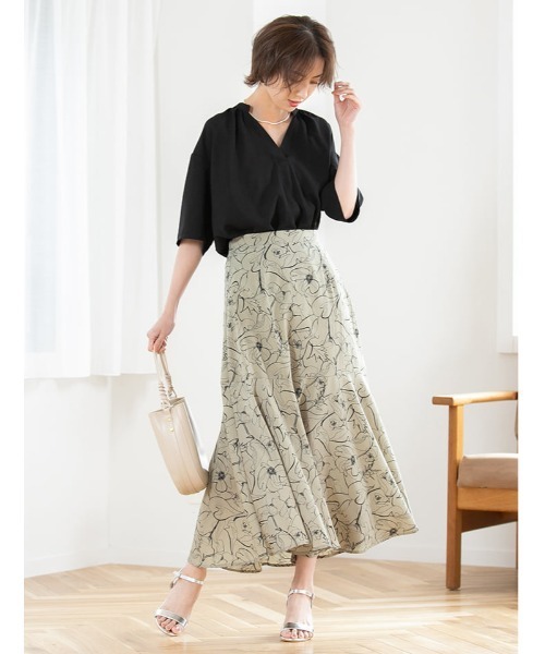 fifth(フィフス)の「線花柄切り替えスカート(スカート・レディース・ブラック/グリーン・SMALL/MEDIUM)」の18枚目の写真