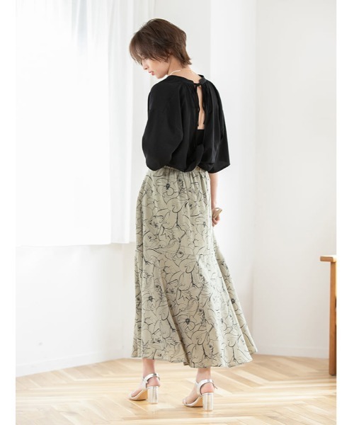 fifth(フィフス)の「線花柄切り替えスカート(スカート・レディース・ブラック/グリーン・SMALL/MEDIUM)」の20枚目の写真