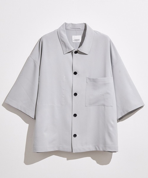 JUNRED(ジュンレッド)の「ステッチ配色ショートシャツブルゾン(シャツ/ブラウス・メンズ・ブラック/ベージュ/サックスブルー・S/M/L)」の3枚目の写真