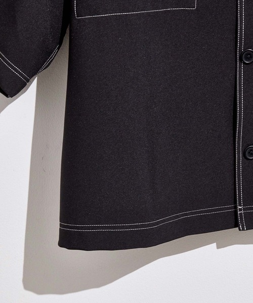 JUNRED(ジュンレッド)の「ステッチ配色ショートシャツブルゾン(シャツ/ブラウス・メンズ・ブラック/ベージュ/サックスブルー・S/M/L)」の8枚目の写真