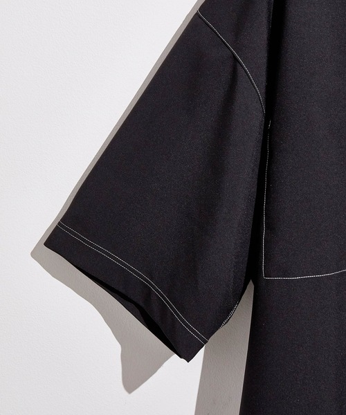 JUNRED(ジュンレッド)の「ステッチ配色ショートシャツブルゾン(シャツ/ブラウス・メンズ・ブラック/ベージュ/サックスブルー・S/M/L)」の11枚目の写真