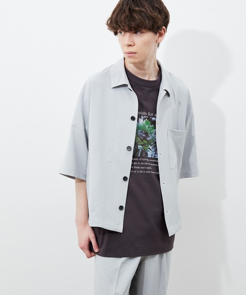 JUNRED(ジュンレッド)の「ステッチ配色ショートシャツブルゾン(シャツ/ブラウス・メンズ・ブラック/ベージュ/サックスブルー・S/M/L)」の4枚目の写真