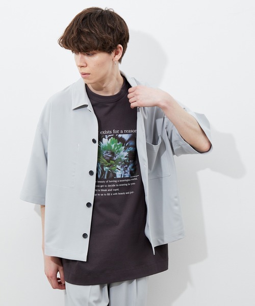 JUNRED(ジュンレッド)の「ステッチ配色ショートシャツブルゾン(シャツ/ブラウス・メンズ・ブラック/ベージュ/サックスブルー・S/M/L)」の17枚目の写真