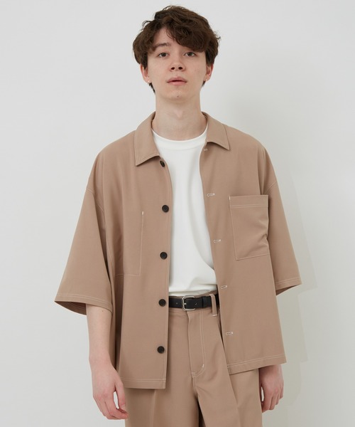 JUNRED(ジュンレッド)の「ステッチ配色ショートシャツブルゾン(シャツ/ブラウス・メンズ・ブラック/ベージュ/サックスブルー・S/M/L)」の10枚目の写真