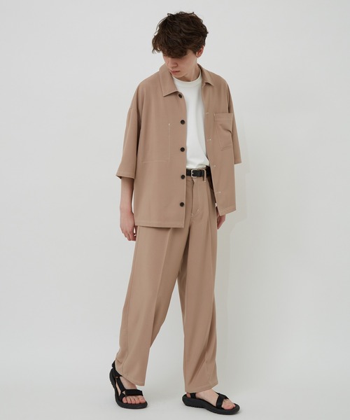 JUNRED(ジュンレッド)の「ステッチ配色ショートシャツブルゾン(シャツ/ブラウス・メンズ・ブラック/ベージュ/サックスブルー・S/M/L)」の15枚目の写真