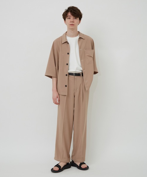 JUNRED(ジュンレッド)の「ステッチ配色ショートシャツブルゾン(シャツ/ブラウス・メンズ・ブラック/ベージュ/サックスブルー・S/M/L)」の5枚目の写真