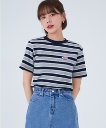 『ACOVER/オコボ』STRIPE WAPPEN GOLGI T-SHIRTS/ボーダー ワッペン 半袖Tシャツ