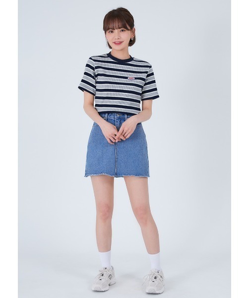 ACOVER(オコボ)の「『ACOVER/オコボ』STRIPE WAPPEN GOLGI T-SHIRTS/ボーダー ワッペン 半袖Tシャツ(Tシャツ/カットソー・レディース・グレー/レッド・FREE)」の13枚目の写真