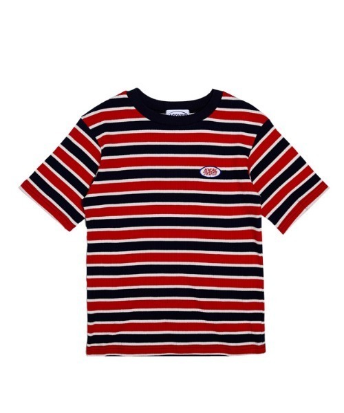 ACOVER(オコボ)の「『ACOVER/オコボ』STRIPE WAPPEN GOLGI T-SHIRTS/ボーダー ワッペン 半袖Tシャツ(Tシャツ/カットソー・レディース・グレー/レッド・FREE)」の7枚目の写真