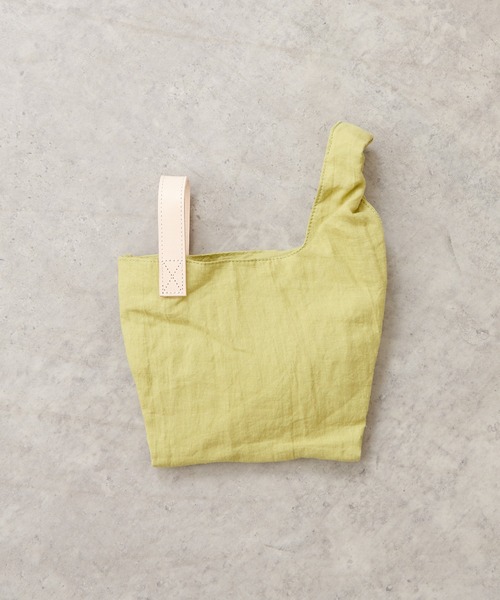 PUAL CE CIN（ピュアルセシン）の「ＬＩＮＥＮ　ＭＡＲＫＥＴ　ＴＯＴＥ　Ｓ（トートバッグ・レディース・グレー/ライム/オレンジ・FREE）」の2枚目の写真