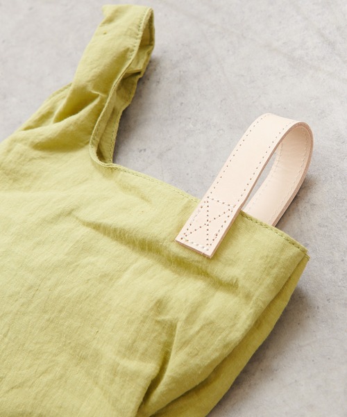 PUAL CE CIN（ピュアルセシン）の「ＬＩＮＥＮ　ＭＡＲＫＥＴ　ＴＯＴＥ　Ｓ（トートバッグ・レディース・グレー/ライム/オレンジ・FREE）」の10枚目の写真