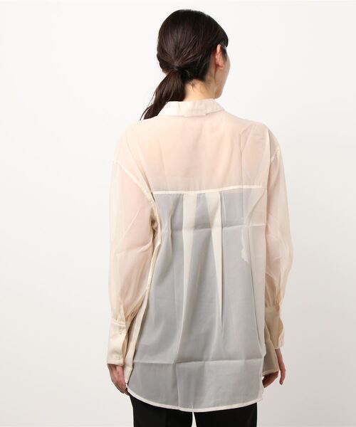 frunco（フランコ）の「【ZOZO限定カラー:BLUE】シアーバンドカラーシャツ（シャツ/ブラウス・レディース・ピンク/アイボリー/ブルー・FREE）」の5枚目の写真