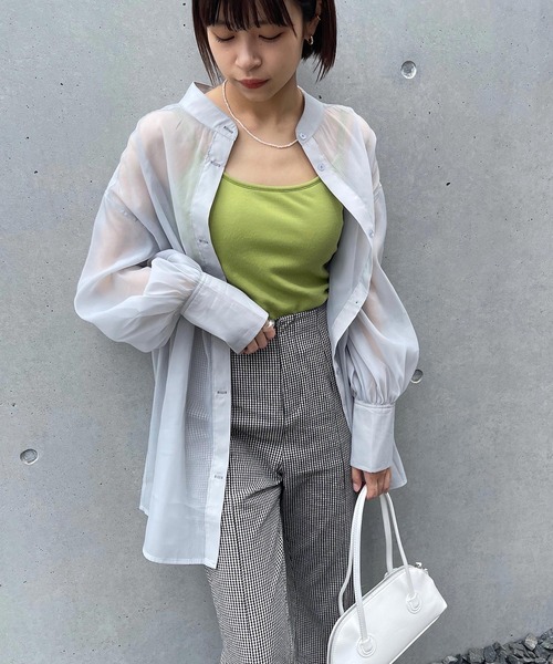 frunco（フランコ）の「【ZOZO限定カラー:BLUE】シアーバンドカラーシャツ（シャツ/ブラウス・レディース・ピンク/アイボリー/ブルー・FREE）」の11枚目の写真