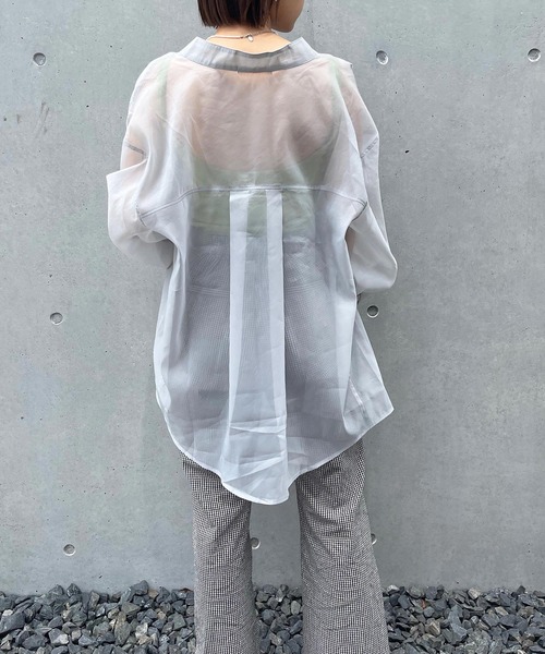 frunco（フランコ）の「【ZOZO限定カラー:BLUE】シアーバンドカラーシャツ（シャツ/ブラウス・レディース・ピンク/アイボリー/ブルー・FREE）」の13枚目の写真