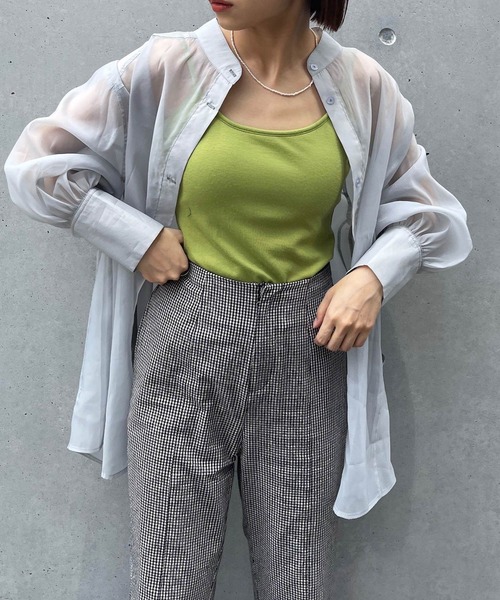 frunco（フランコ）の「【ZOZO限定カラー:BLUE】シアーバンドカラーシャツ（シャツ/ブラウス・レディース・ピンク/アイボリー/ブルー・FREE）」の15枚目の写真