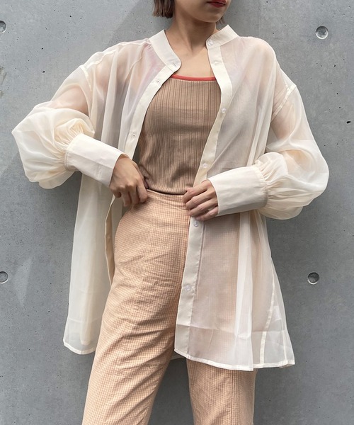 frunco（フランコ）の「【ZOZO限定カラー:BLUE】シアーバンドカラーシャツ（シャツ/ブラウス・レディース・ピンク/アイボリー/ブルー・FREE）」の20枚目の写真