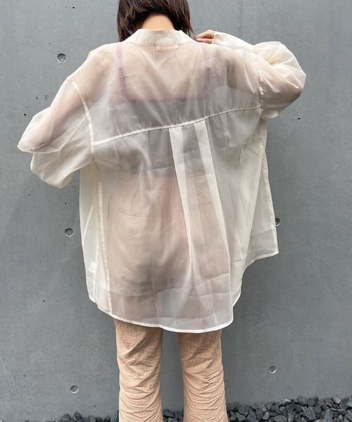 frunco（フランコ）の「【ZOZO限定カラー:BLUE】シアーバンドカラーシャツ（シャツ/ブラウス・レディース・ピンク/アイボリー/ブルー・FREE）」の21枚目の写真