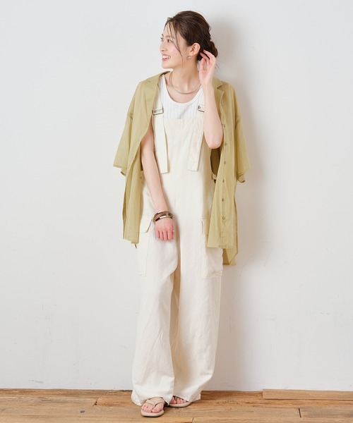 CIAOPANIC TYPY(チャオパニックティピー)の「綿シアー開襟スリットカラーシャツ(シャツ/ブラウス・レディース・サンドベージュ/グリーン系その他/ブラウン/チャコールグレー・ONE SIZE)」の13枚目の写真