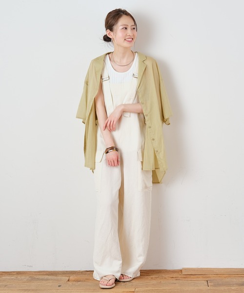 CIAOPANIC TYPY(チャオパニックティピー)の「綿シアー開襟スリットカラーシャツ(シャツ/ブラウス・レディース・サンドベージュ/グリーン系その他/ブラウン/チャコールグレー・ONE SIZE)」の14枚目の写真