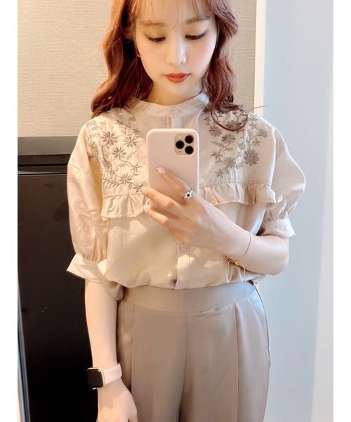 jumelle（ジュメロ）の「チョア刺繍ブラウス（シャツ/ブラウス・レディース・ブラック/ピンクベージュ・FREE）」の12枚目の写真