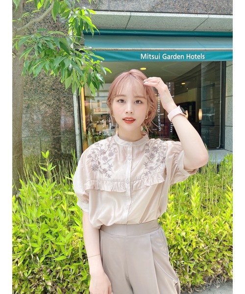 jumelle（ジュメロ）の「チョア刺繍ブラウス（シャツ/ブラウス・レディース・ブラック/ピンクベージュ・FREE）」の6枚目の写真