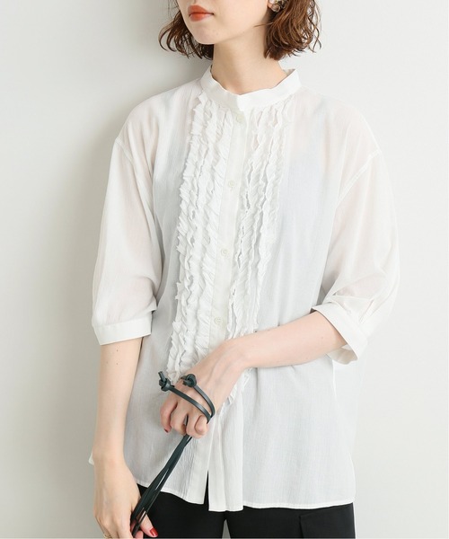 IENA（イエナ）の「コットンレーヨンボイルフリルブラウス