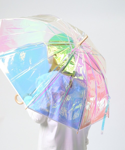 Amvel（アンベル）の「【 Amvel / アンベル 】 オーロラ ビニール傘 / オーロラ傘 Aurora Vinyl Umbrella A2106LF AMI（長傘・レディース・ホワイト・FREE）」の4枚目の写真