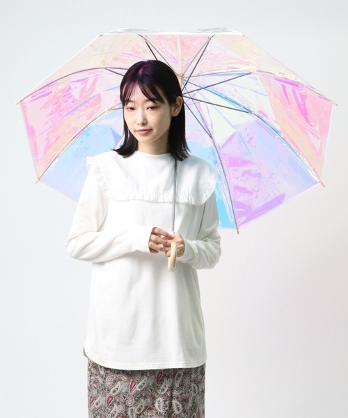 Amvel（アンベル）の「【 Amvel / アンベル 】 オーロラ ビニール傘 / オーロラ傘 Aurora Vinyl Umbrella A2106LF AMI（長傘・レディース・ホワイト・FREE）」の5枚目の写真