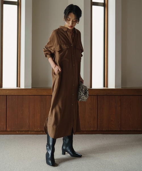 ラウンジドレスのシャツワンピース LOUNGEDRESS（ラウンジドレス）の「ポケットシャツワンピース
